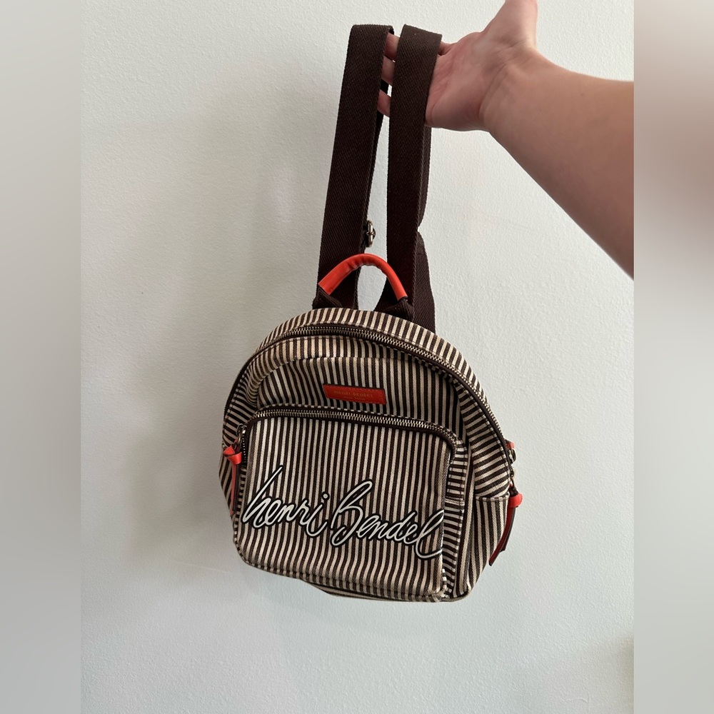 Mini Striped Backpack With Adjustable Straps and Zipper